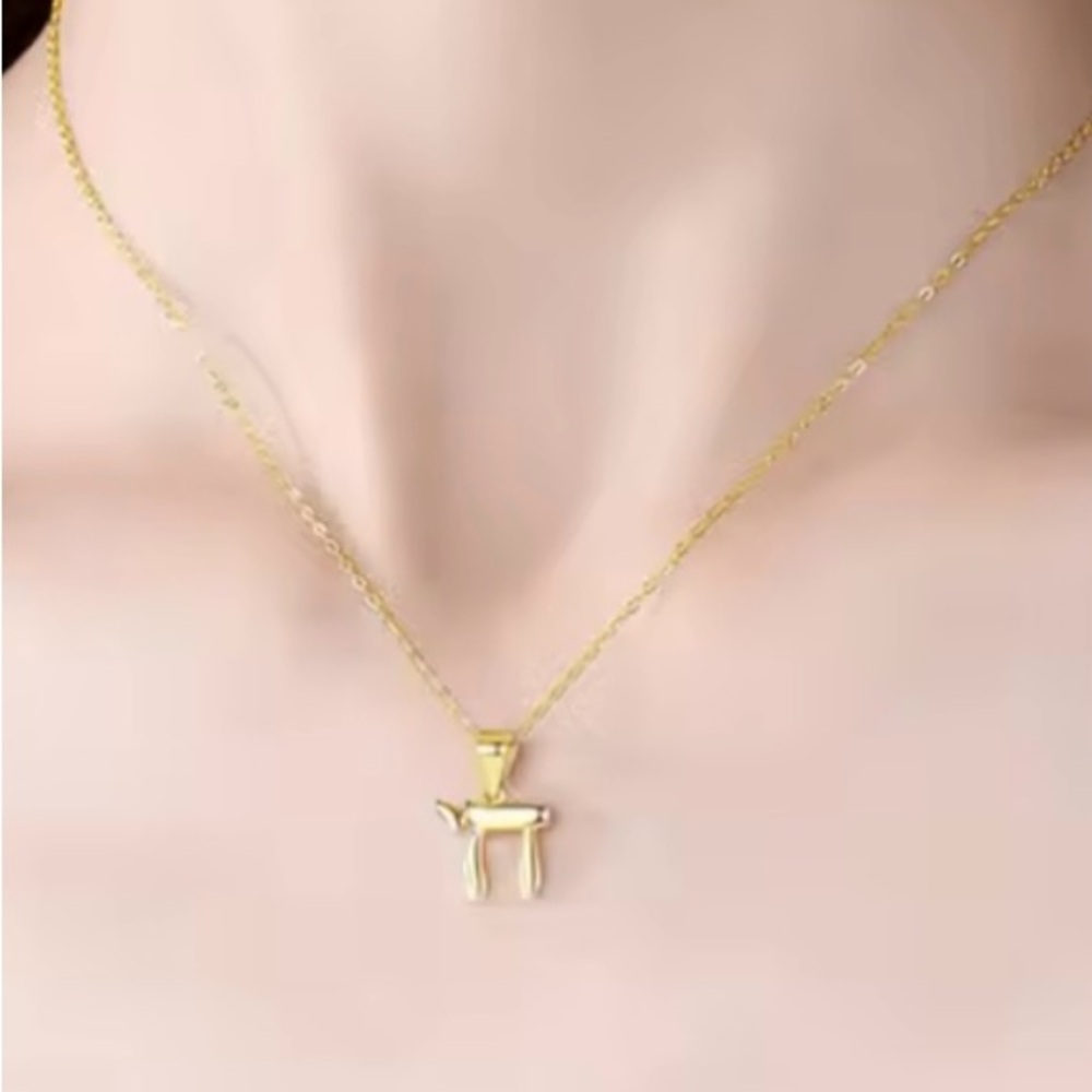 Jewish Chai Gold Pendant Charm Necklace